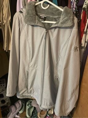ZeroXposur Light Gray Collar Zip Puffer Jacket